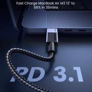 UGREEN USB C to USB C Cable. 240W USB C Cable Fast Charging. USB C Charger Cable Type C Cord Compatible with MacBook Pro/Air. iPhone 16/16 Pro/16 Pro Max/15. Galaxy S24/S23. iPad Pro/Air/Mini 6. 6.6FT